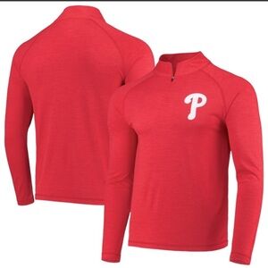 Philadelphia Phillies Majestic Quarter Zip Pull over long sleeve shirt XL